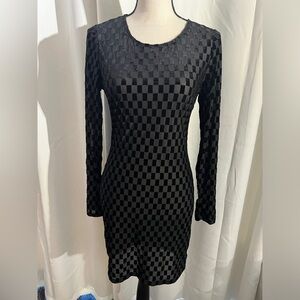 Checkered Sheer Black Dress